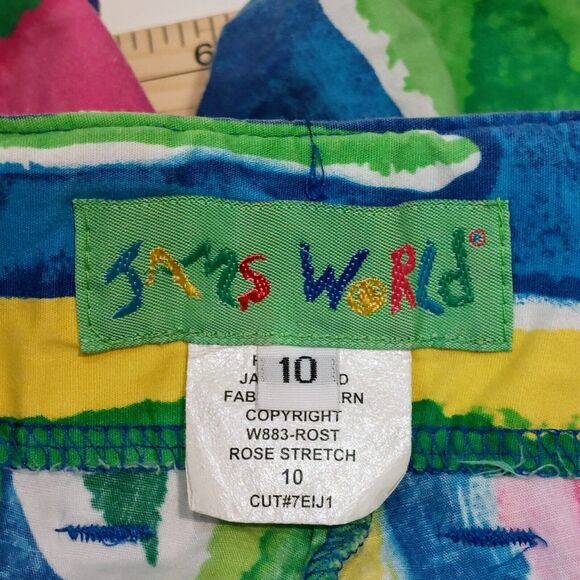 Jams World Women's 10 Rose Stretch Shorts Tropical Bermuda USA Made Hawaii - Picture 5 of 11